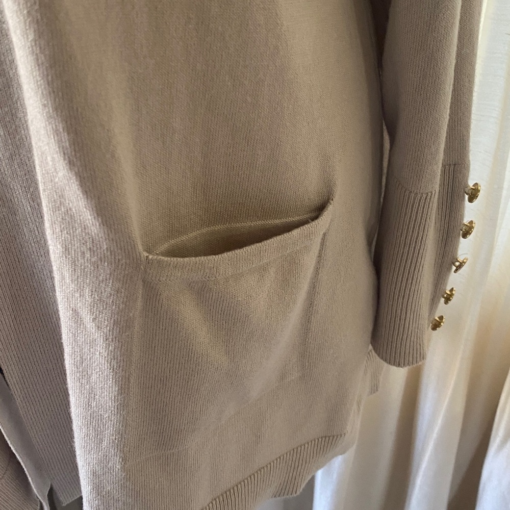 JM Collection Beige Open-Front Cardigan - Picture 7 of 13